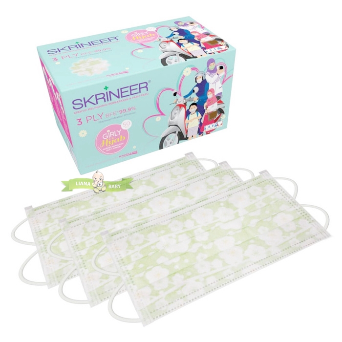 PERA112 MASKER PERNAFASAN SKRINEER HIJAB SAKURA ISI 50 PCS