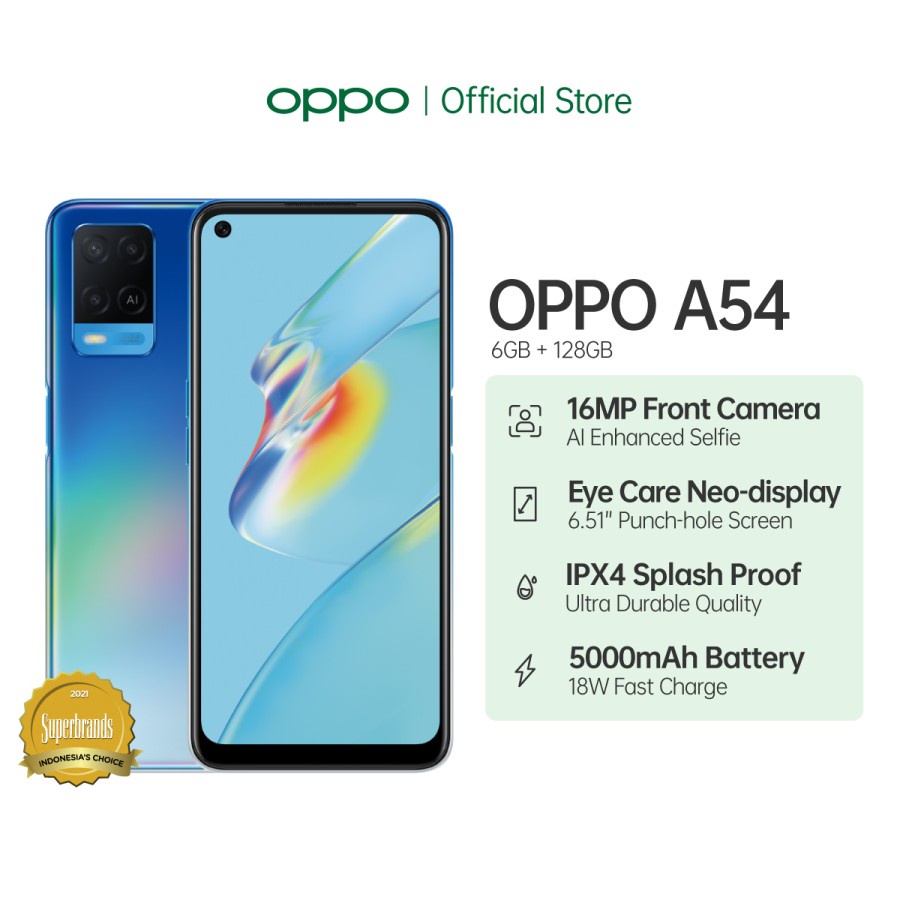 OPPO A54 RAM 6GB ROM 128GB GARANSI RESMI