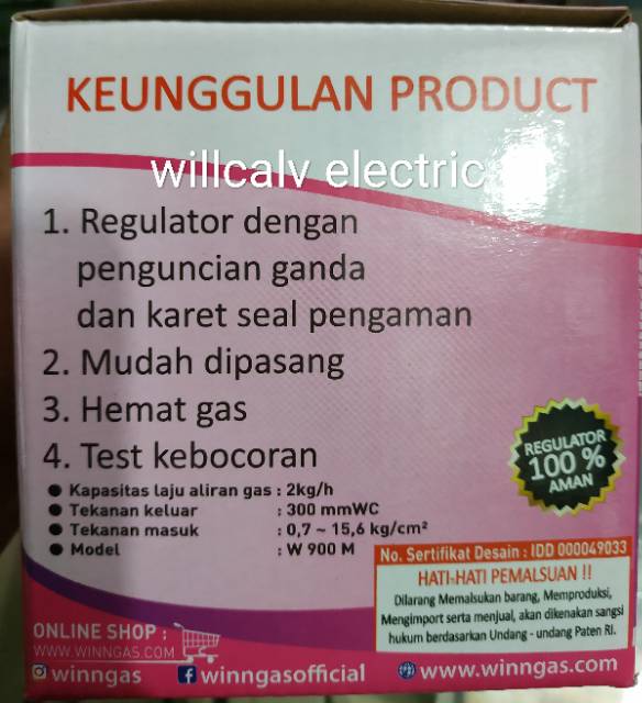 REGULATOR WINN GAS W900 W 900 - REGULATOR GAS WINN GAS W900 W 900 PLUS DENGAN KUNCI GANDA  PENGAMAN