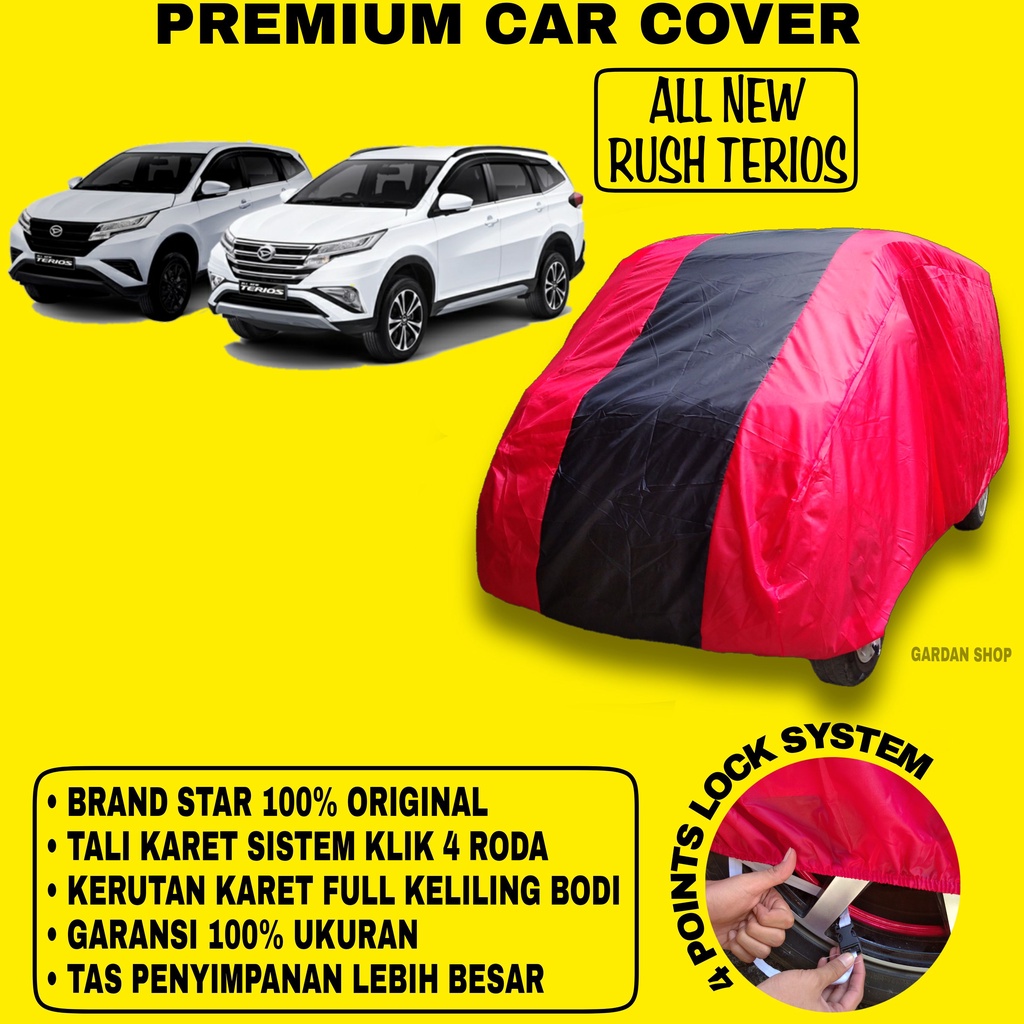 Body Cover ALL NEW RUSH TERIOS MERAH HITAM Penutup Bodi Mobil All New Rush Terios Waterproof PREMIUM