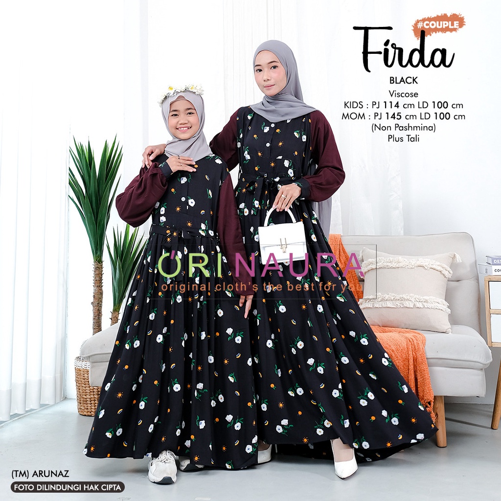 COUPLE GAMIS IBU & ANAK PLUS TALI ~ BAHAN VISCOSE PREMIUM ~ FIRDA COUPLE ORI NAURA