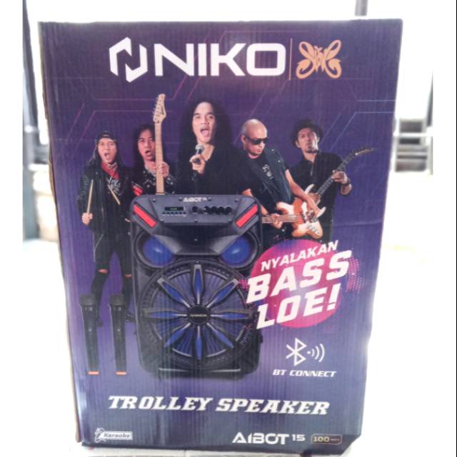 SPEAKER TROLLEY NIKO SLANK AIBOT 15 " INCH IN SPIKER TROLI LED DISPLAY LOW WATT BLUETOOTH USB RADIO