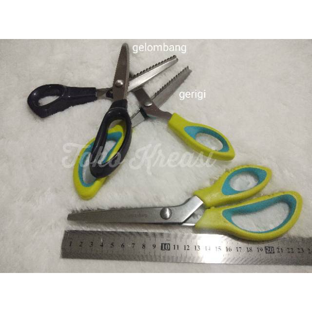 Gunting kain / bahan zig zag dan gelombang Stainless steel ukuran 9&quot; / 23cm