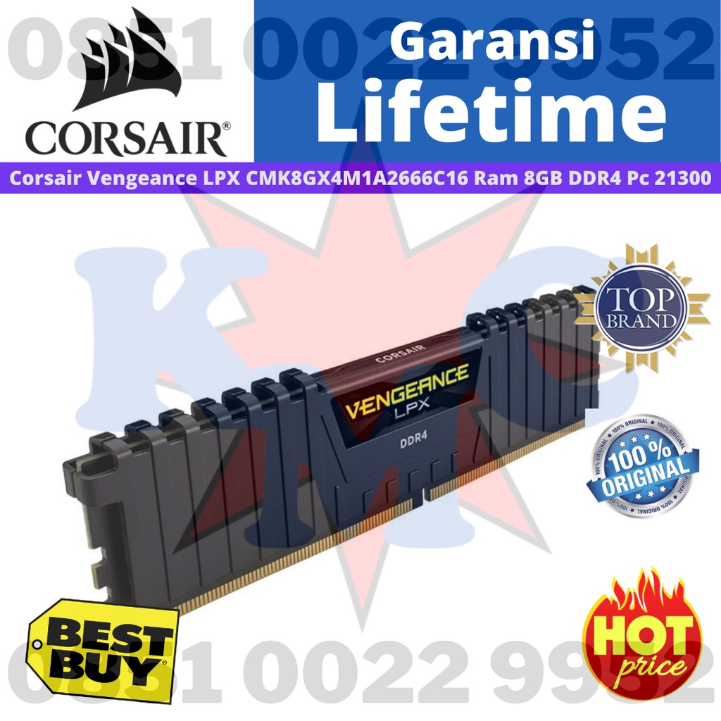 Corsair DDR4 Vengeance LPX PC21300 8GB (1X8GB) - CMK8GX4M1A2666C16