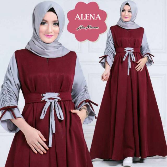 SET GAMIS ALENA SYAR'I BUSUI SLETING + PASHMINA PANJANG / BANYAK WARNA