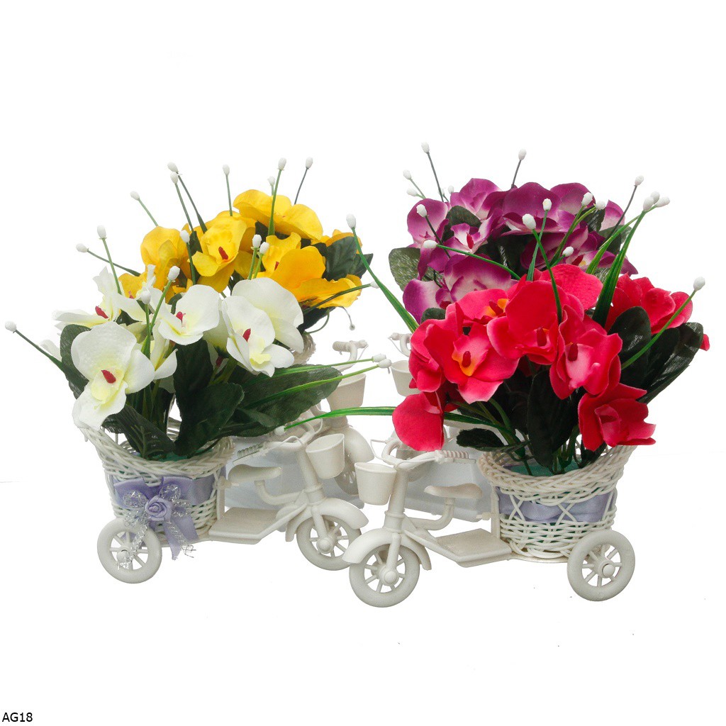 Bunga Plastik Anggrek Pot Sepeda AG18