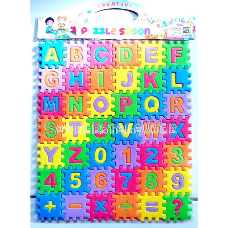 Puzzle Spon Huruf / Alfabet dan Angka | Puzzle Spon / Busa / Evamat | Mainan Edukasi Anak