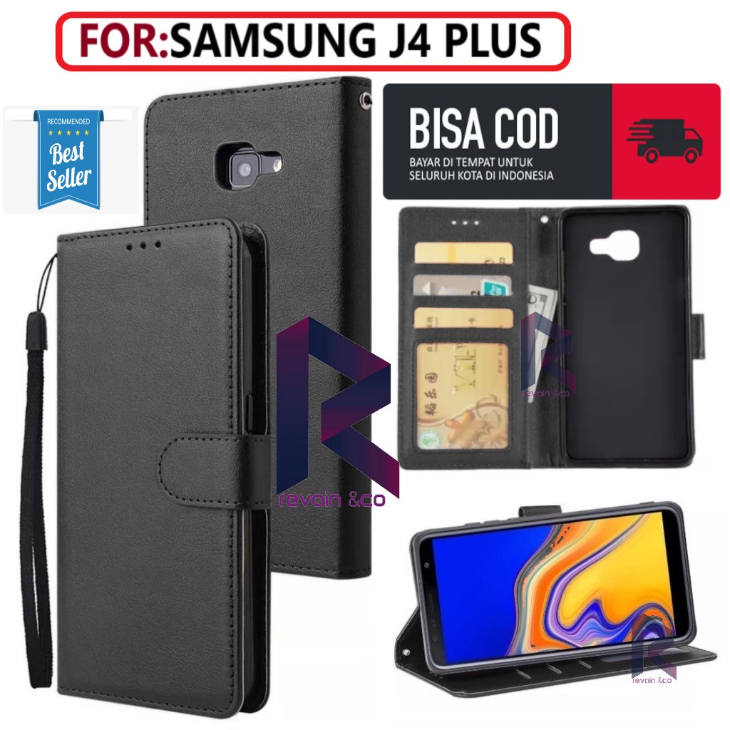 FLIP COVER SAMSUNG J4 PLUS FLIP WALLET LEATHER KULIT PREMIUM SARUNG BUKA TUTUP FLIP CASE SAMSUNG J4 PLUS