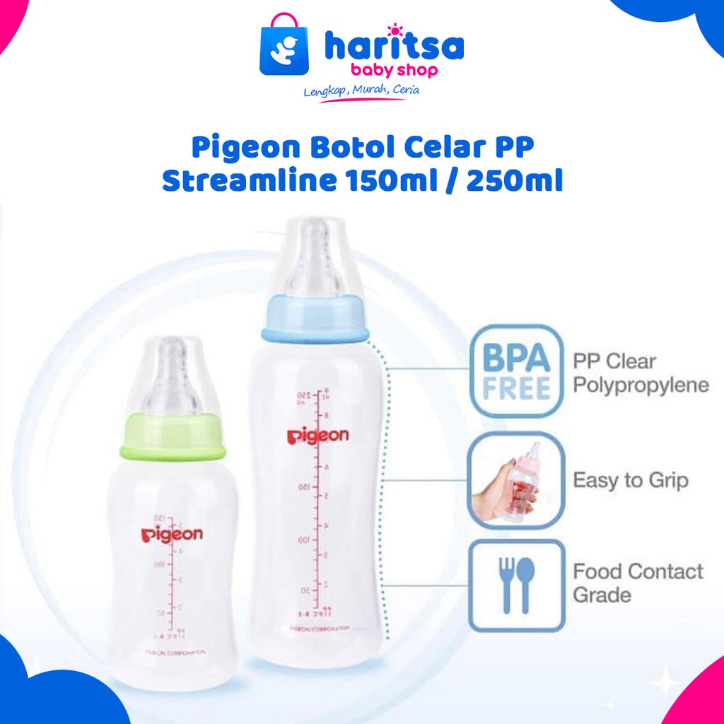 Pigeon PP Clear Streamline Botol Susu [150ml / 250mL]