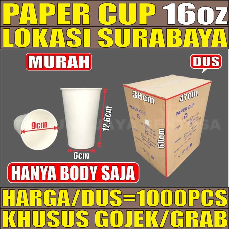 Paper Cup 16oz Perdus 1000pcs Gelas Kertas 480ml Coffee 16 Oz Murah Surabaya