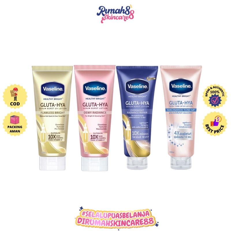 VASELINE Gluta HYA Burst Lotion 200ml 330ml BPOM | Healthy Bright​ Niacinamide Serum UV Lotion Flawless Bright vaseline gluta hya original Vaselline Gluta hya