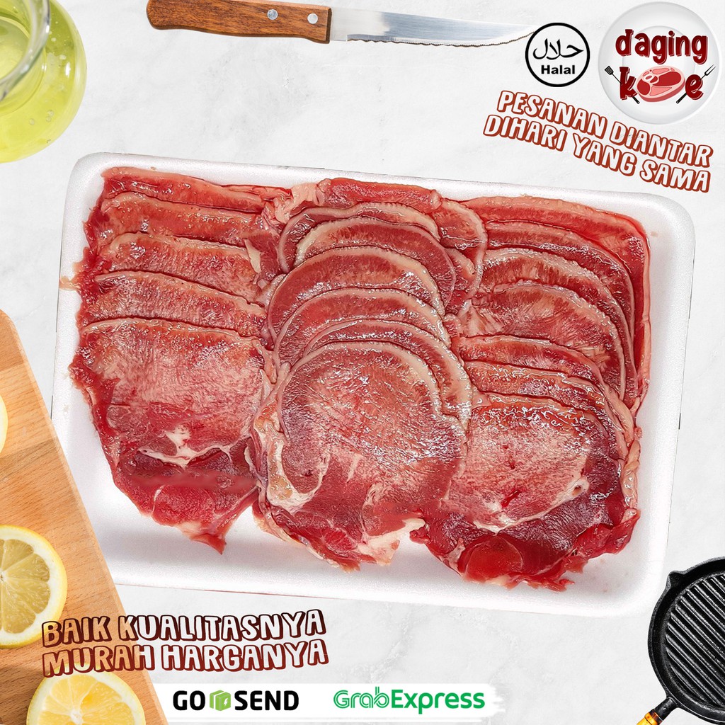 

DAGING LIDAH SAPI SLICE AUS IMPORT / OX TOUNGE SLICED GYUTAN 250gr DK153