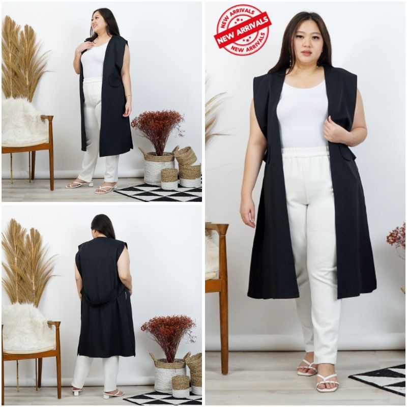 (FREE SIZE) VEST BIGSIZE ROMPI WANITA SCUBA VEST BIGSIZE ATASAN BIGSIZE ROMPI JUMBO