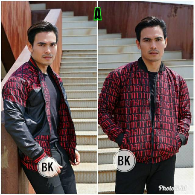 JAKET BOLAK-BALIK HITAM MERAH OUTERWEAR BATIK PRIA MODERN TERLARIS