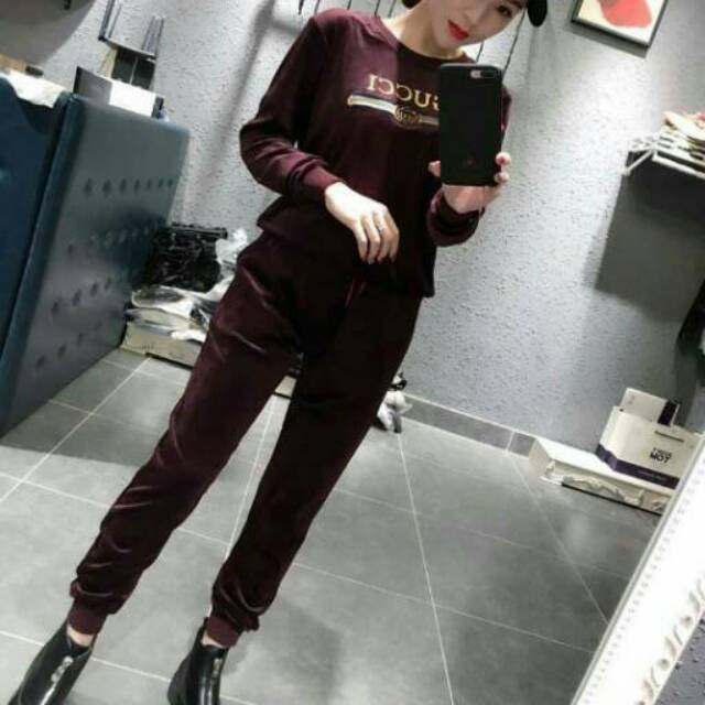 2610 SETELAN GU*CCI VELVET PREMIUM/setelan premium/setelan hijaber/setelan muslim/setelan gu*cci