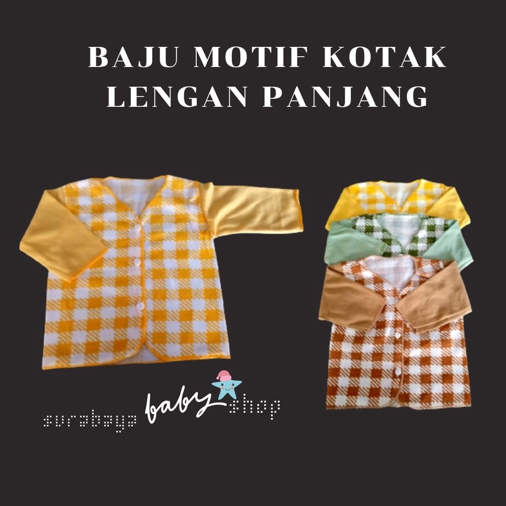 BAJU NEWBORN BAYI LENGAN PANJANG / LENGAN PENDEK/ TANPA LENGAN MOTIF KOTAK SNI LUSIANA E 652303/652301/652302