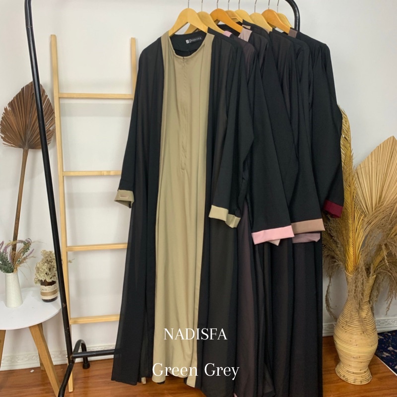 SALWA ABAYA XS,S,M,L,XL KOMBINASI OUTER ABAYA UMROH HAJI