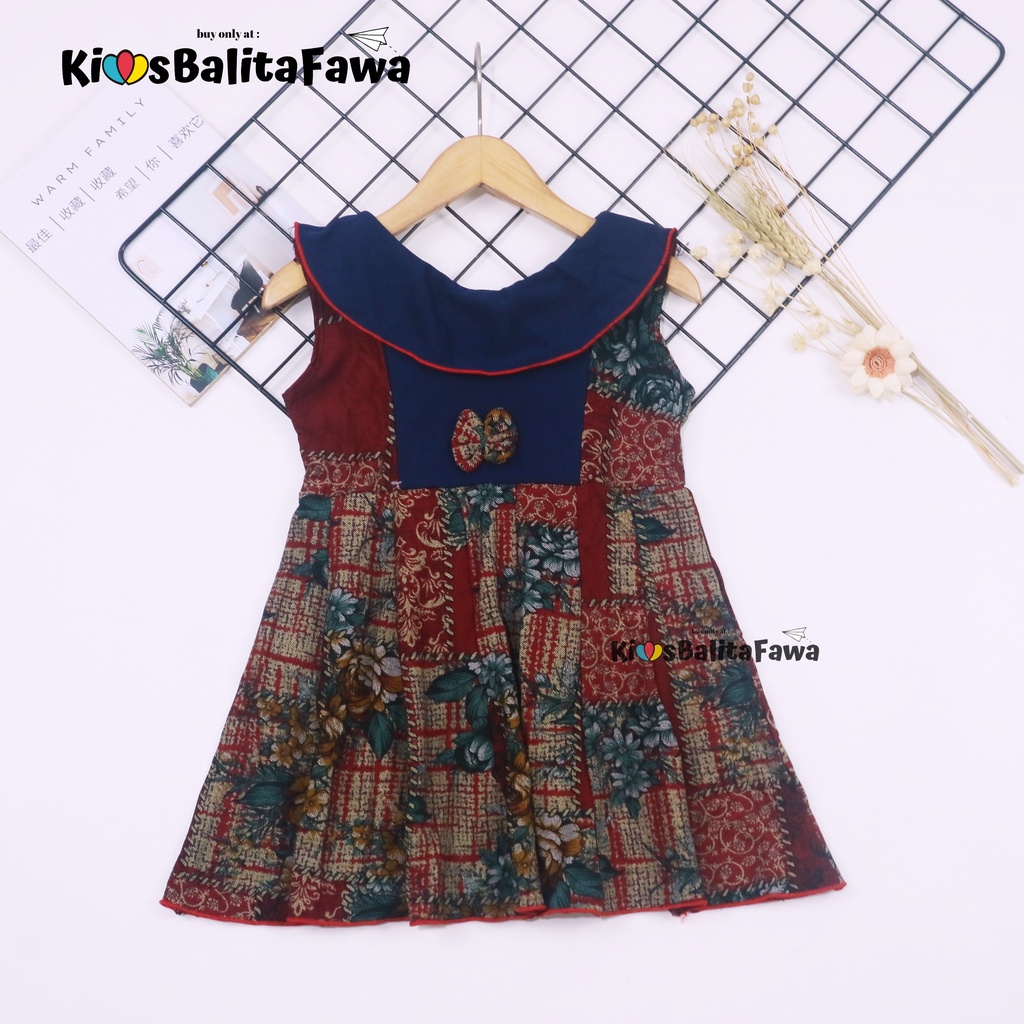 (Batik) Dress Cantika uk 1-2 Tahun / Bahan Adem Katun Baju Anak Perempuan Kondangan Pesta Harian Murah