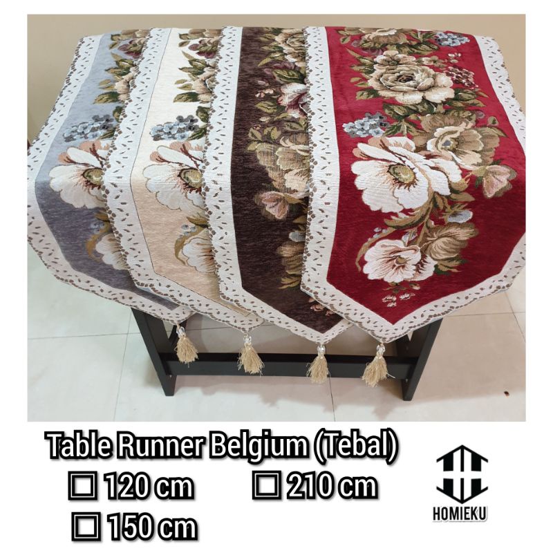 Taplak meja tamu / taplak panjang / table runner belgi  120 150 210 cm