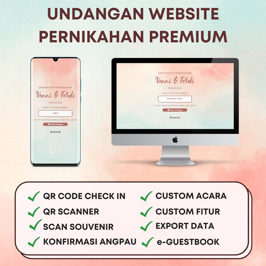 Jual Undangan Digital Website Pernikahan - QR Code, Premium Feature ...