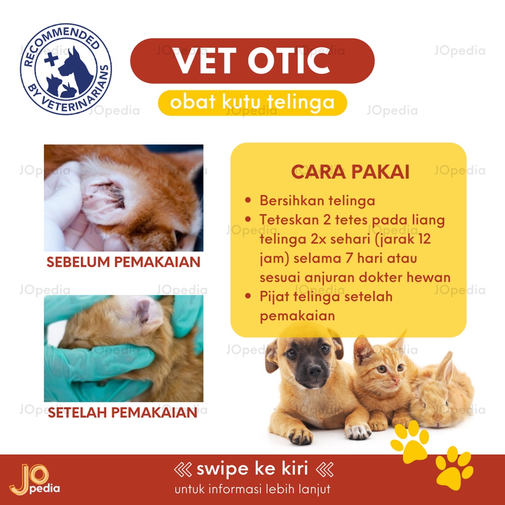 VET OTIC Obat Tetes Kutu Telinga Kucing Anjing Kelinci Obat Earmites Ear Mites Hewan