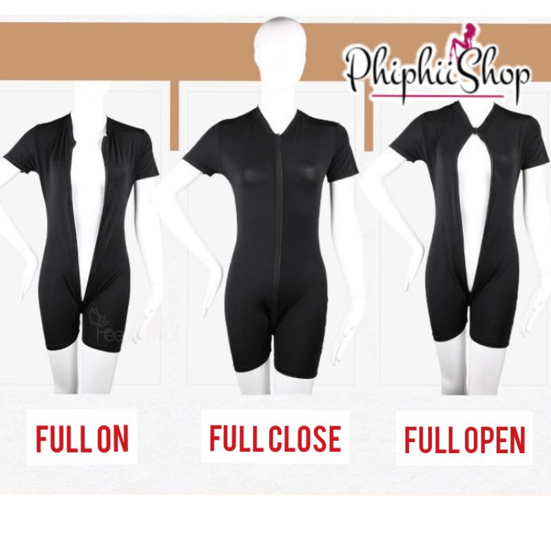 Bodysuit Baju Renang Dobel Resleting Sexy Swimsuit Double Zipper Cosplay