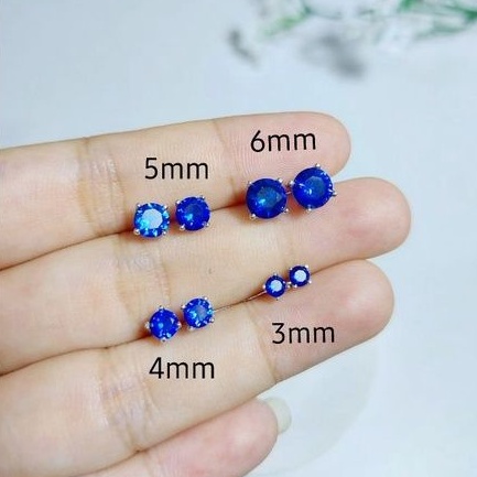 Anting Tusuk Mata Biru Perak 925 Lapis Emas Putih - Anti Karat - Perhiasan Wanita