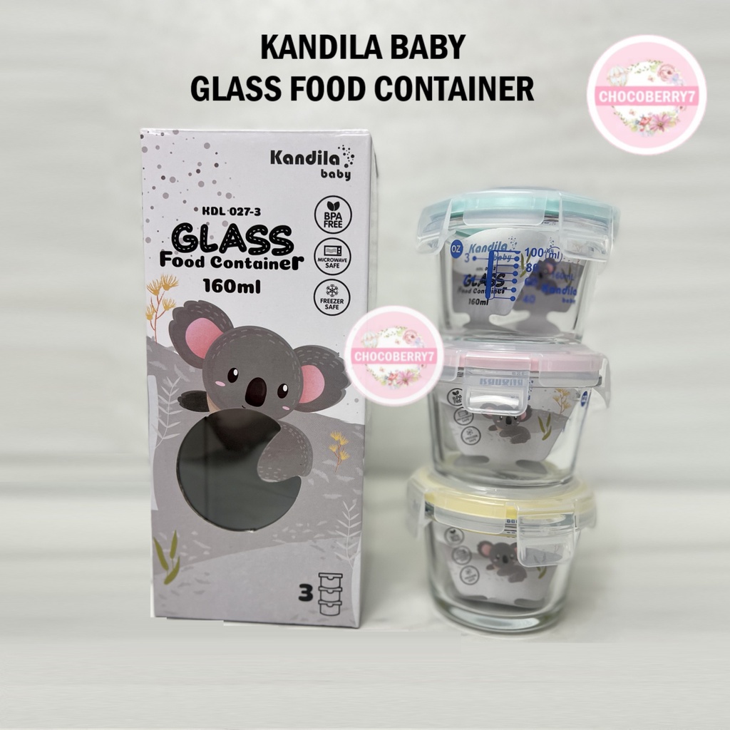 Kandila / BebeWawa Baby Glass Food Container MPASI Bayi Wadah Kaca Tempat Makan Bayi 180ML 160ML