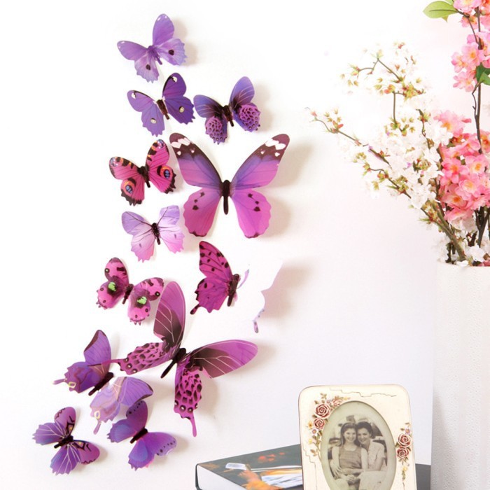 3D Butterfly Wall Sticker - Stiker Dinding Kupu-kupu Warna Soft 12pcs