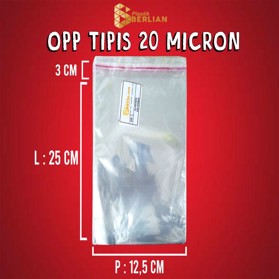 

12,5 x 25 cm Plastik OPP TIPIS (100 lbr) (lem/seal)