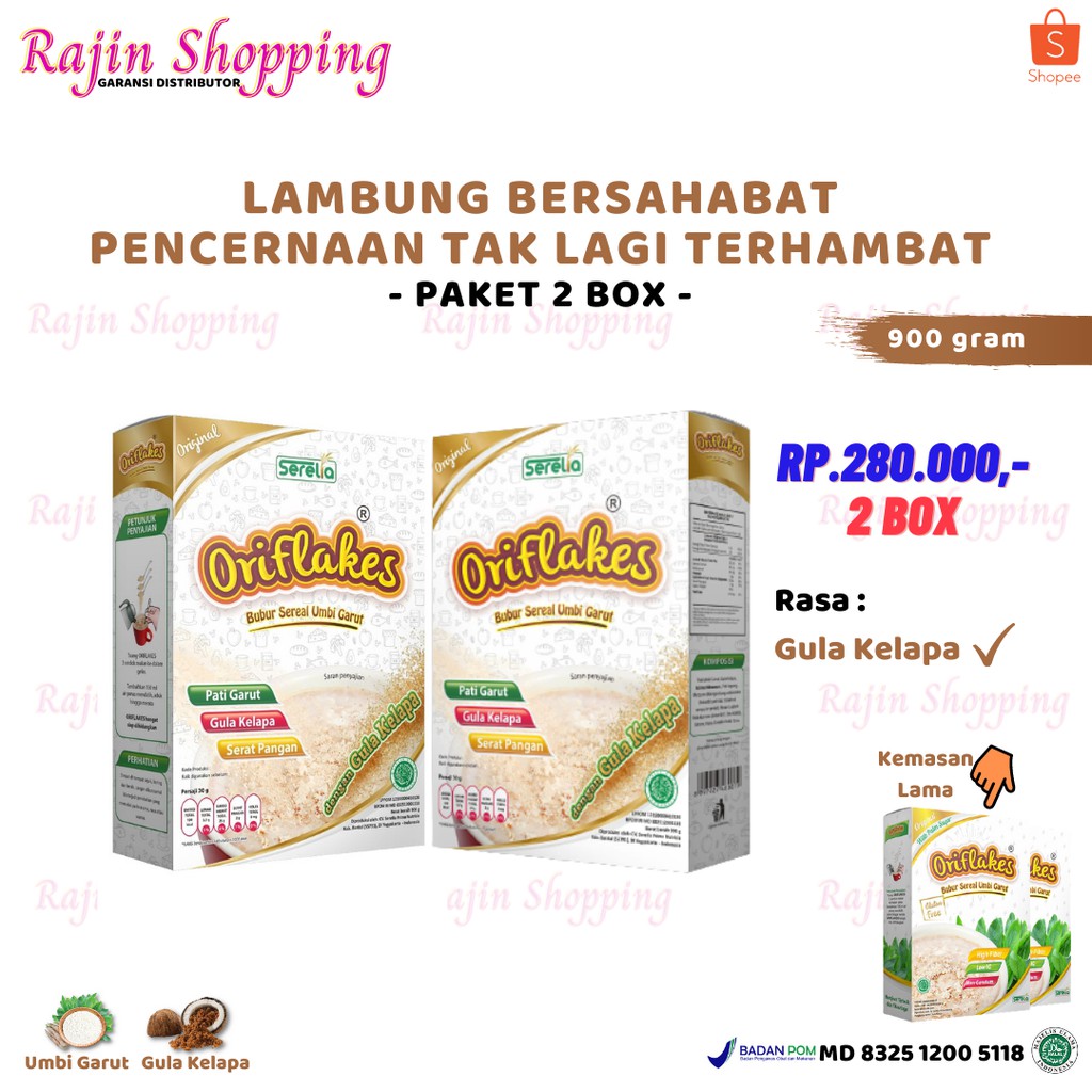 ORIFLAKES ORIGINAL 900 gram sereal umbi garut asam lambung maag gerd