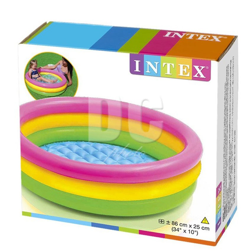 MALANG bs GOJEK Kolam Renang Anak INTEX 3 Ring Rainbow Baby Pool 58924 diameter 86 cm tinggi 25 cm