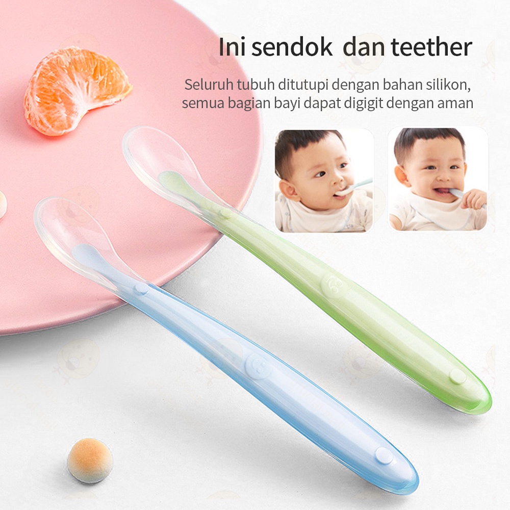 Lacoo Sendok peralatan makan bayi anak silicone Baby Spoon BPA FREE