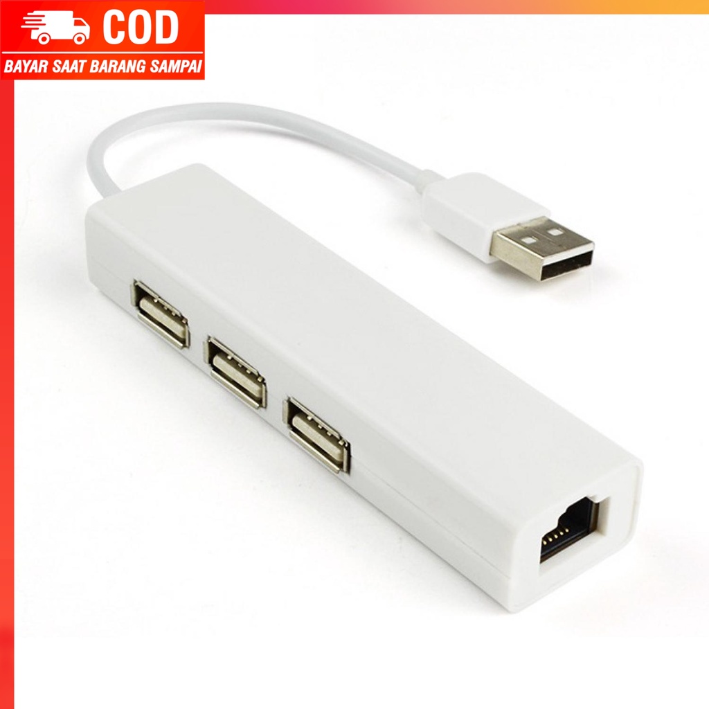 (100% BARANG ORI) USB to LAN Ethernet External Network Card with USB Hub - 8152