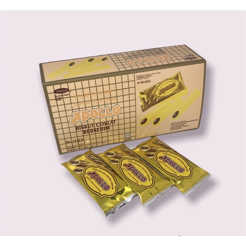 

Apollo Chocolate Wafer Cream / Apollo Biskuit Coklat Berkerim 11 Gram ( 30 pcs )