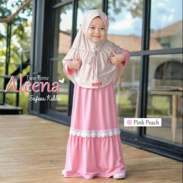 Set Gamis Anak Two Tone Aleena