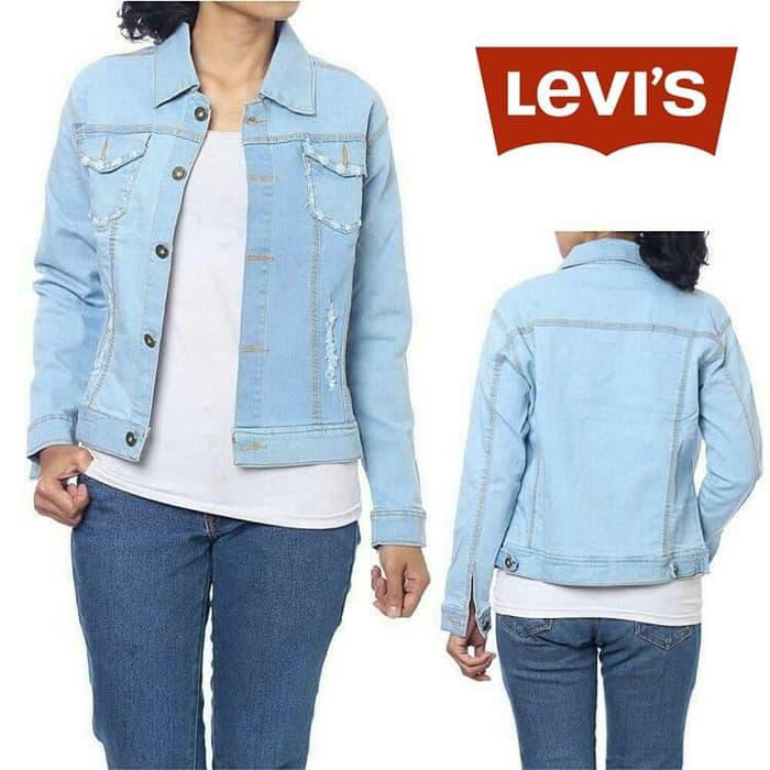 Sangat Populer Jaket Jeans Wanita Jaket Levis Wanita Original Jaket Denim Cewek Al38 - Biru Garmen,