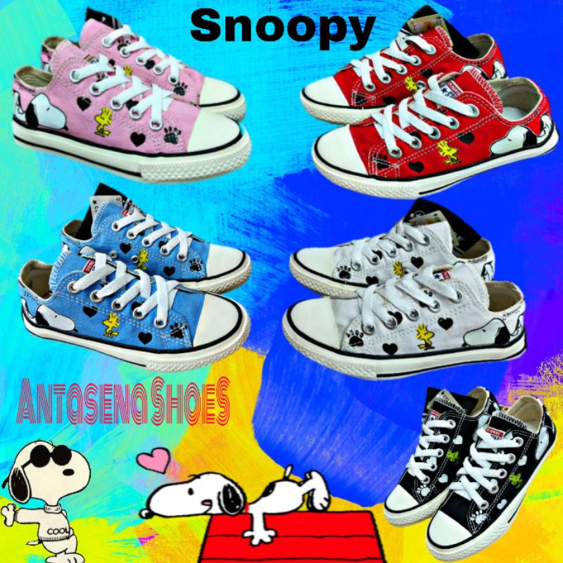 Sepatu Sneakers SNOOPY 31-35 BOOTH PENDEK KARAKTER SNOOPY CONVERS SEPATU ANAK COWOK CEWEK