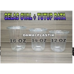 Gelas Oval Tutup Cembung U Cup 12oz 14oz 16oz Plus Tutup Cembung Datar Rata