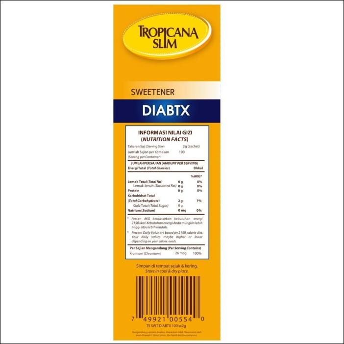 

TROPICANA SLIM SWEETENER DIABTX (100 SACHET)