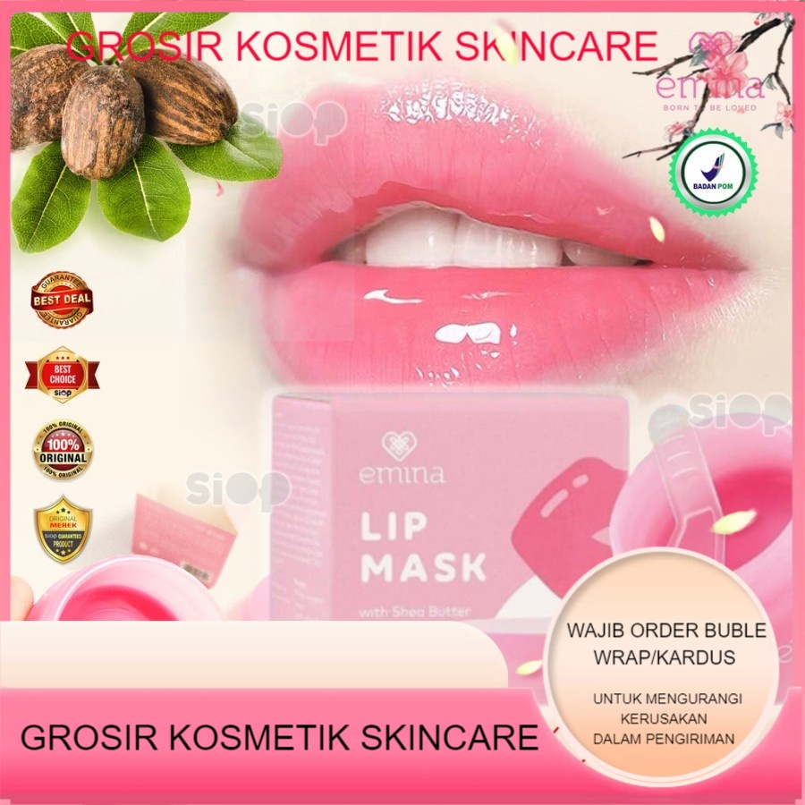 Emina Lip Mask Sleeping Mask & Watercolor Lip Serum  Lip Mask  Lip Serum  Perawatan Bibir  BPOM ❤ EM