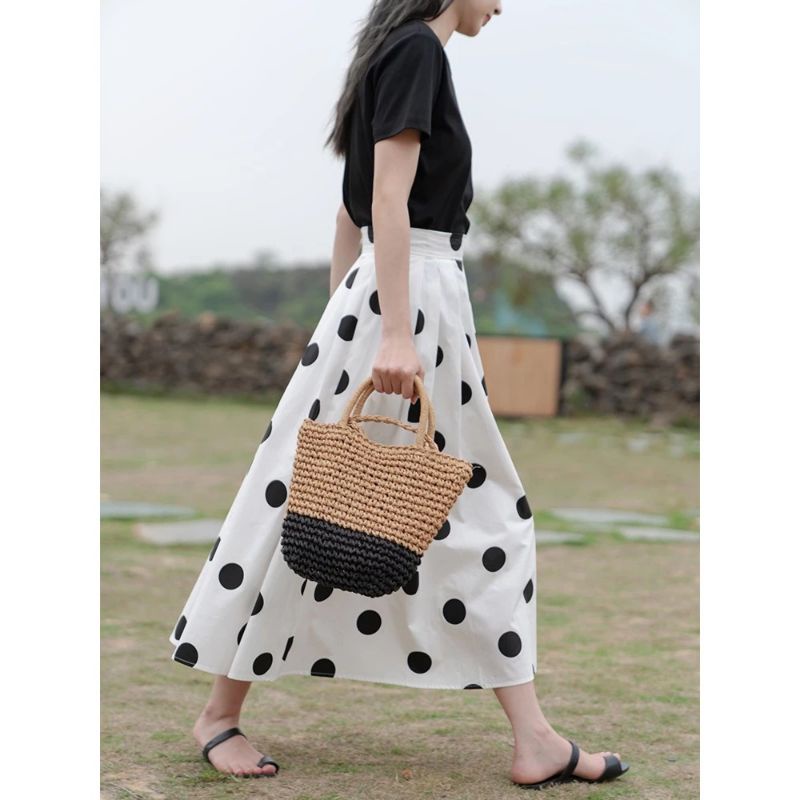 MDLV ~ 5124 POLKA MIDI SKIRT ROK POLKADOT ROK PANJANG CEWEK LONG SKIRT ROK COTTON FASHION IMPORT