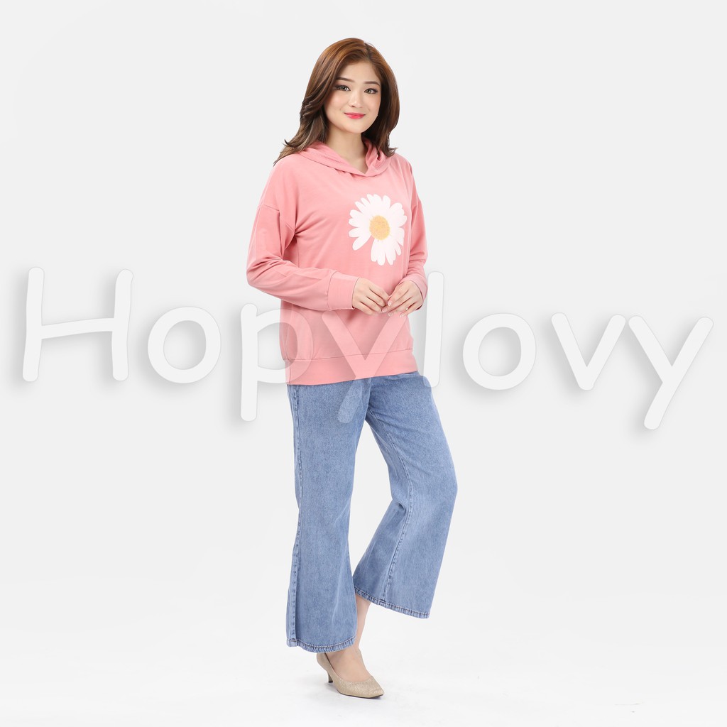 HOPYLOVY Sweater Hoodie Wanita Motif Daisy
