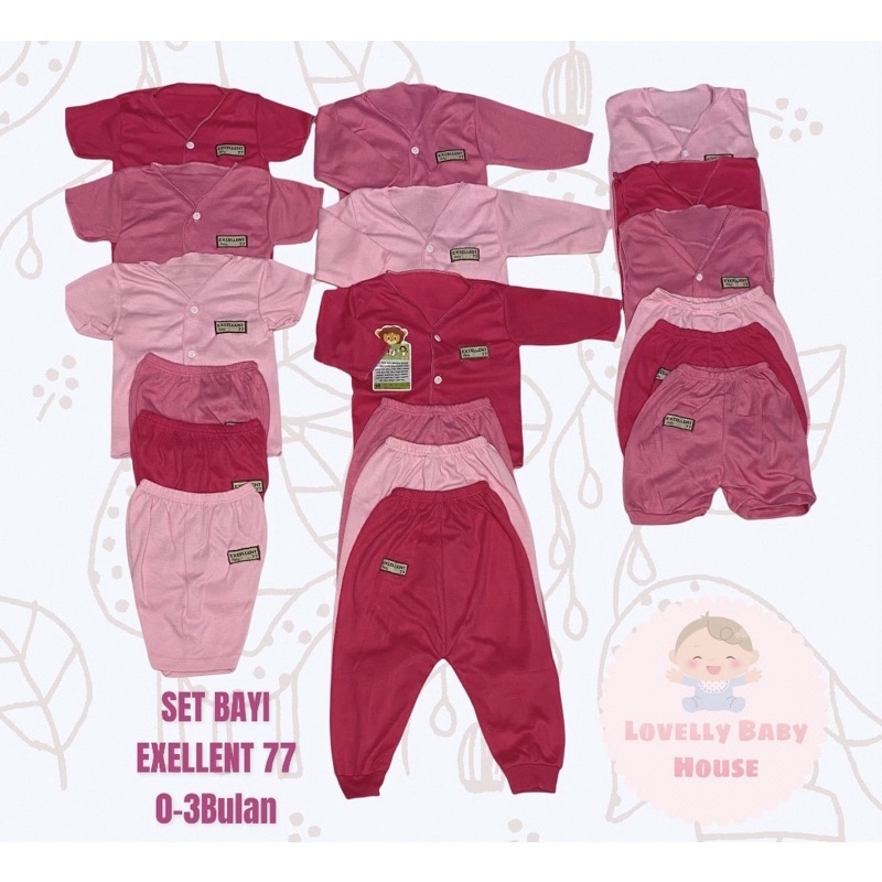 Paket Hemat baju bayi polos 18 pcs|9 Stel merk Pip Mim dan Dennis baby wear-5