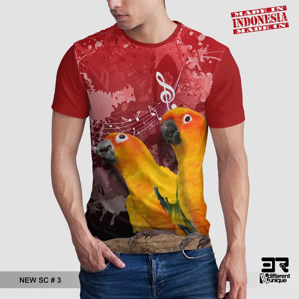 [ COD ] KAOS PRINTING GAMBAR SUN CONURE NEW SC 3 - BAJU DISTRO ORIGINAL MOTIF HEWAN BINATANG BURUNG 