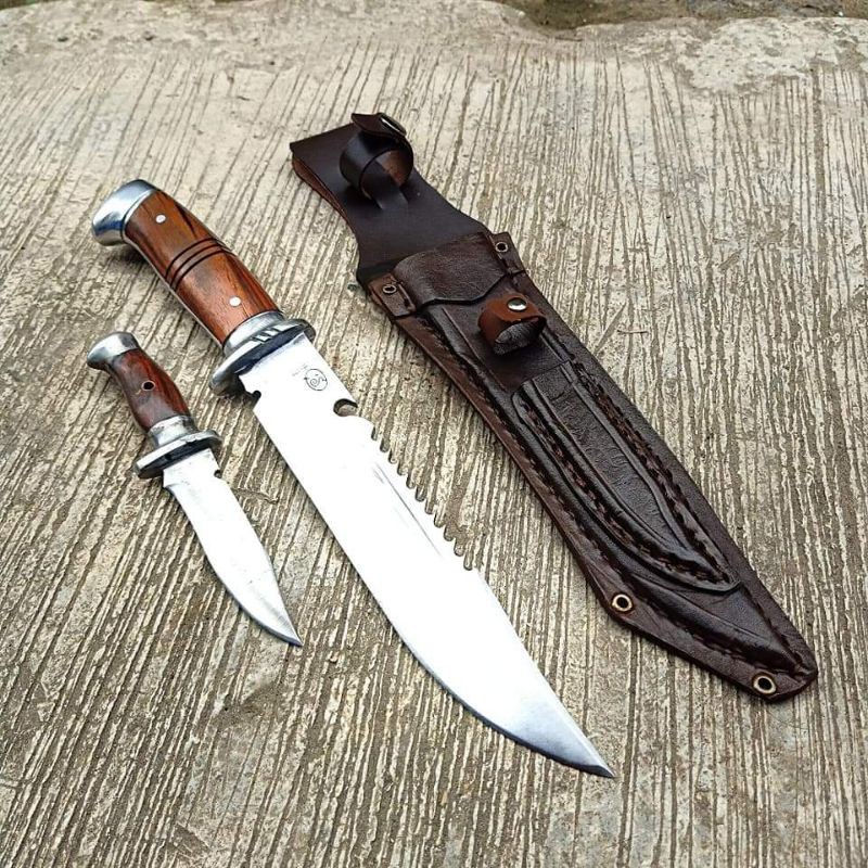 PROMO TERBATAS Pisau Bowie Outdoor Perlengkapan Berburu Survival / Pisau Belati Rambo Set JS