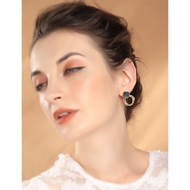 LRC Anting Tusuk Fashion Square White S925 Sterling Silver Double Earrings F89212