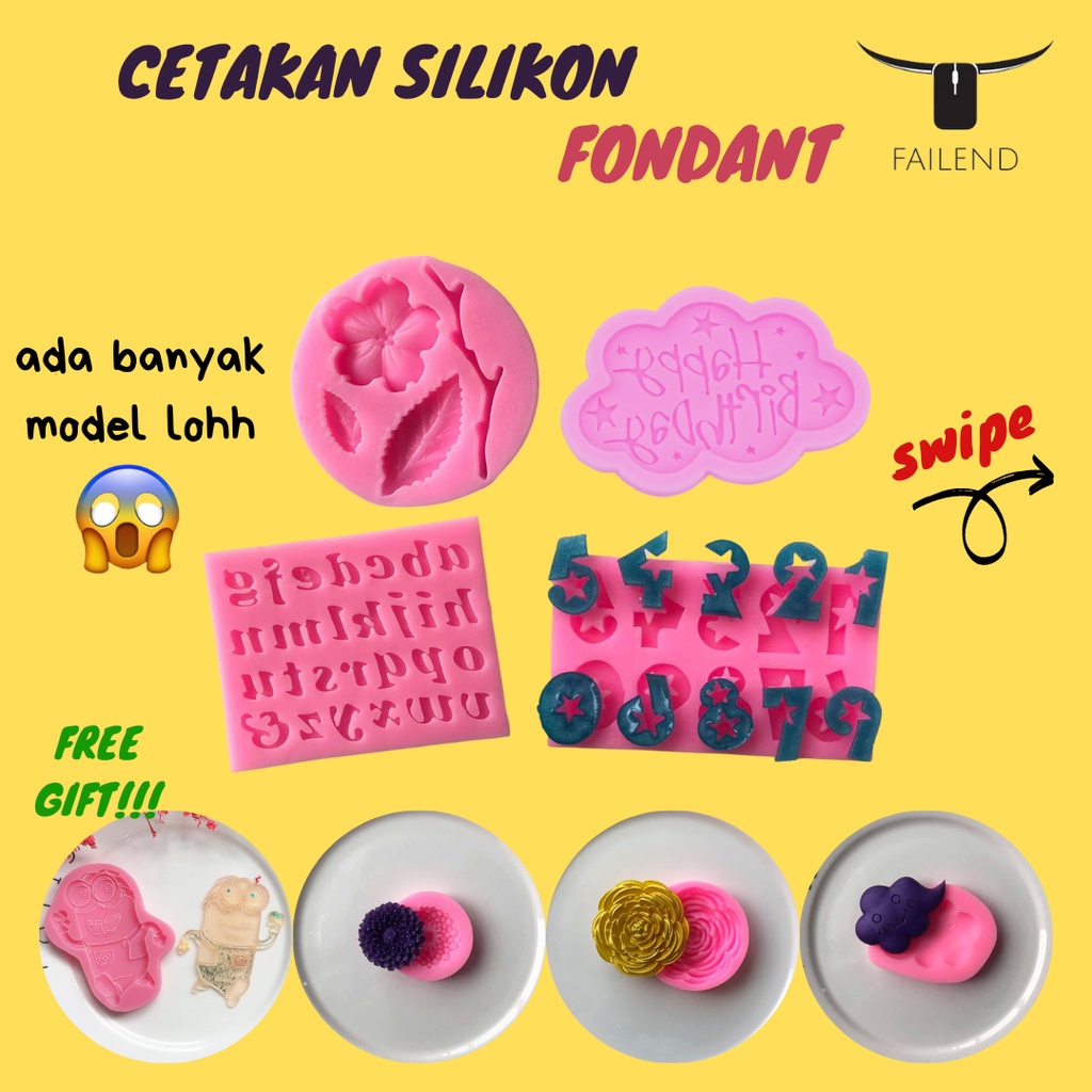 Cetakan Silikon Awan Happy Birthday Pink Aneka Bentuk