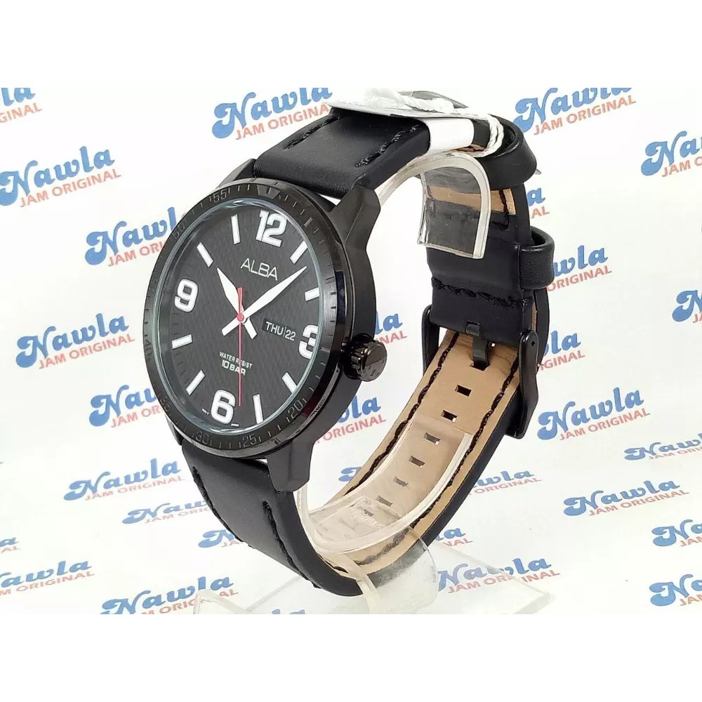 Alba Quartz AV3237X1 Black Leather - Jam Tangan Pria AV3237