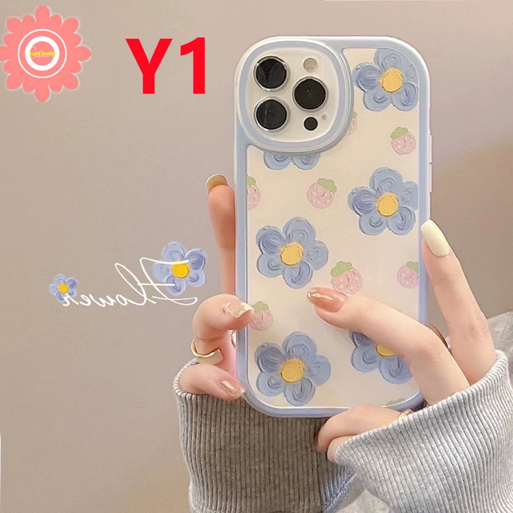 Soft Case TPU Motif Lukisan Minyak Bunga Biru Nfc Untuk Xiaomi Redmi Note 10 10S 10 Max Plus 8 9 9T 9A 9C M3 X3 Pro